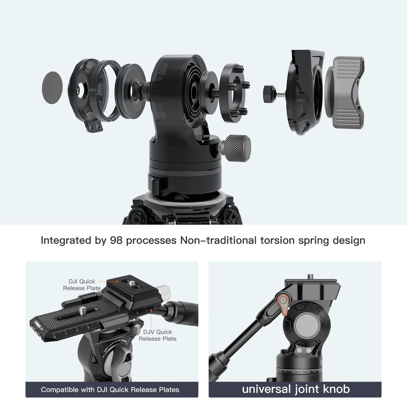RefBall & Coman Light H Pro Carbon Fiber Tripod with 1-Second Lock/Unlock & Detachable Monopod