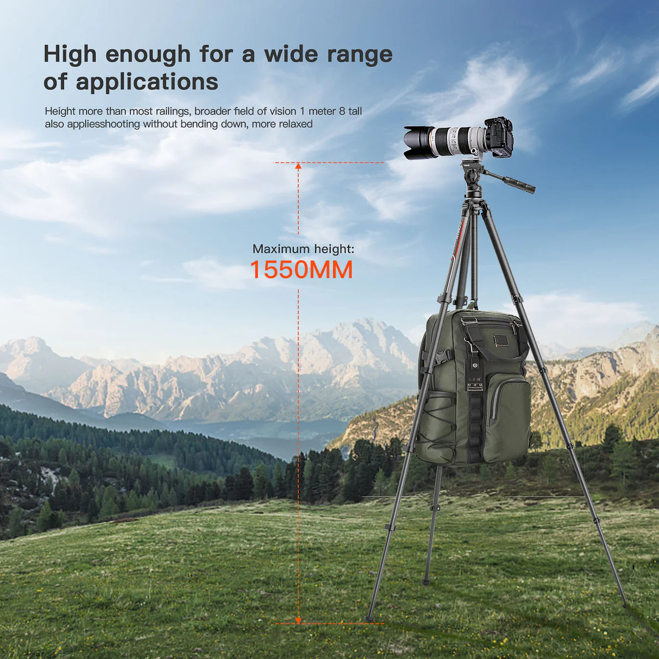 RefBall & Coman Light H 61" Carbon Fibre Travel Tripod with Fluid Head & Quick Release