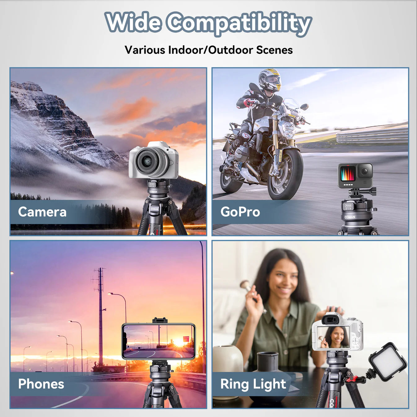 RefBall & Coman Light G Portable Compact Carbon Fiber Travel Lightweight Camera Tripod