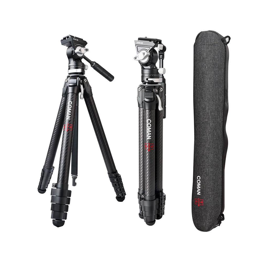RefBall & COMAN Zero V Carbon Fiber Travel Video Tripod with Arca Quick Release for DSLR