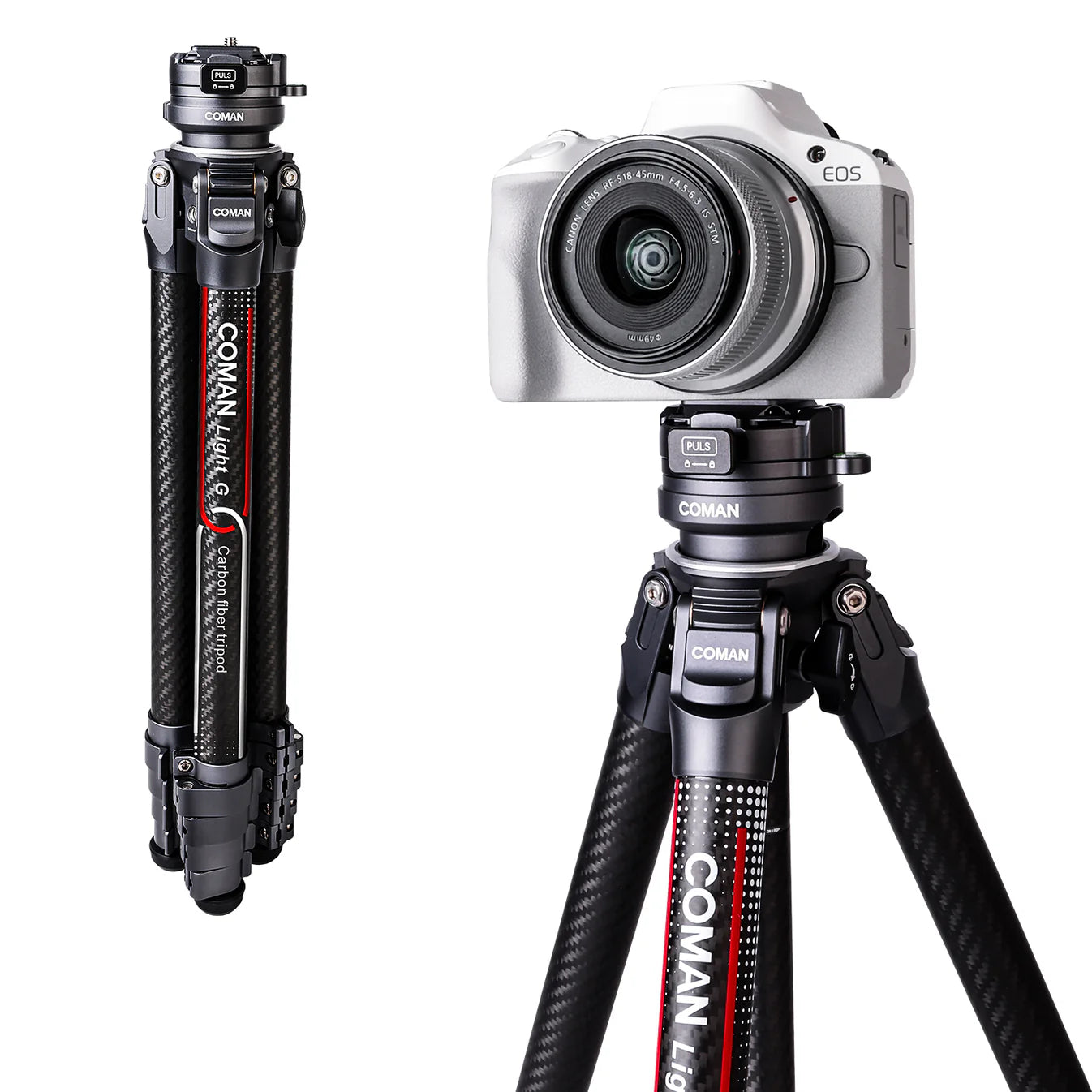RefBall & Coman Light G Portable Compact Carbon Fiber Travel Lightweight Camera Tripod