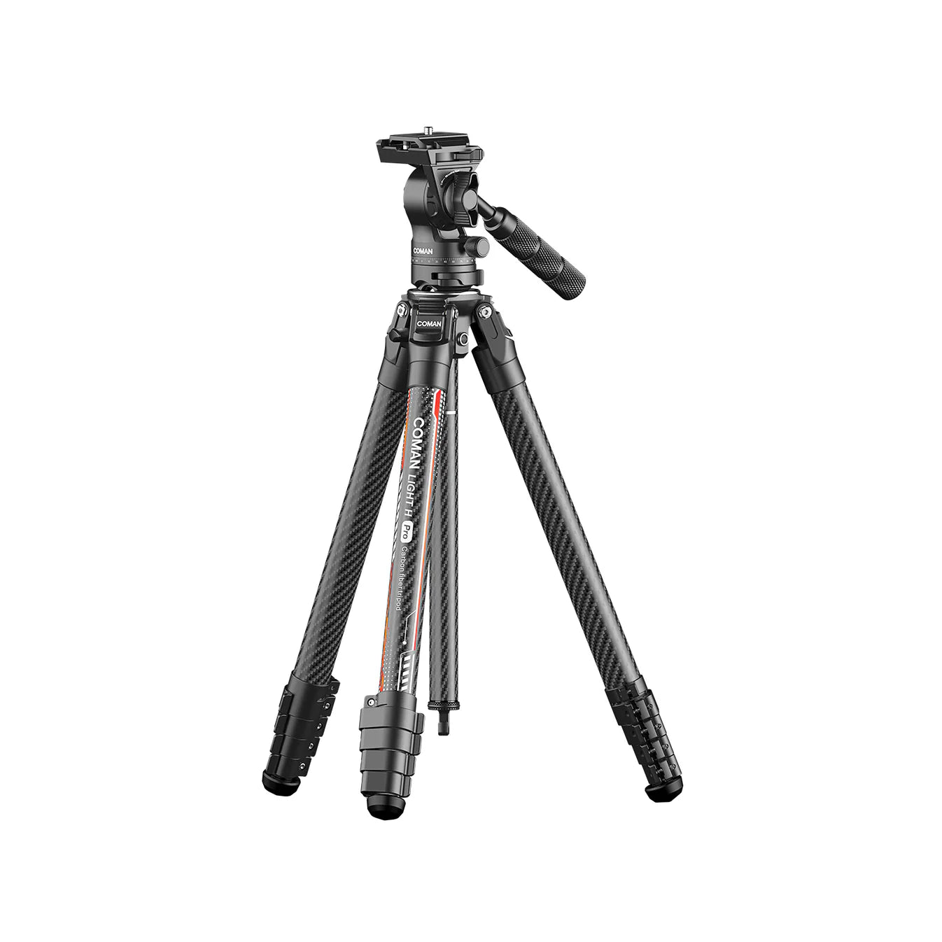 RefBall & Coman Light H Pro Carbon Fiber Tripod with 1-Second Lock/Unlock & Detachable Monopod