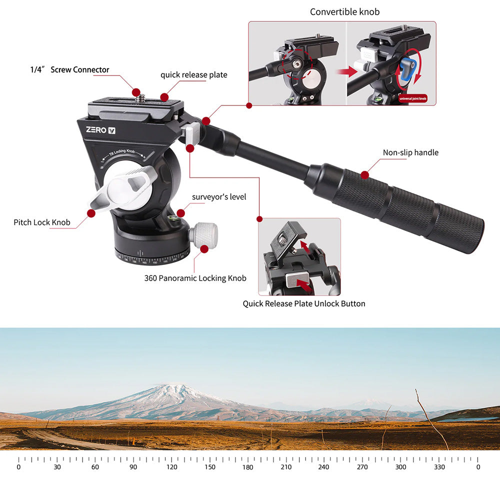RefBall & COMAN Zero V Carbon Fiber Travel Video Tripod with Arca Quick Release for DSLR
