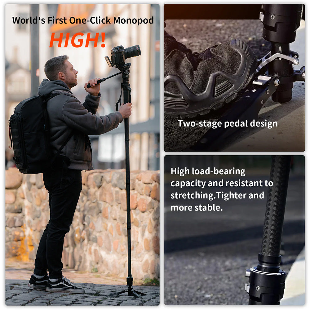 RefBall & COMAN M1 Portable Lightweight Carbon Fiber Monopod