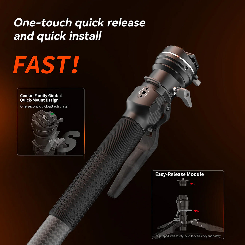 RefBall & COMAN M1S (Upgraded Version) Lightweight Carbon Fiber Monopod with Arca Quick Release 1655mm
