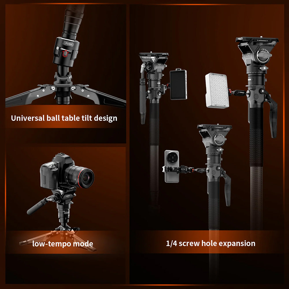 RefBall & COMAN M1S (Upgraded Version) Lightweight Carbon Fiber Monopod with Arca Quick Release 1655mm