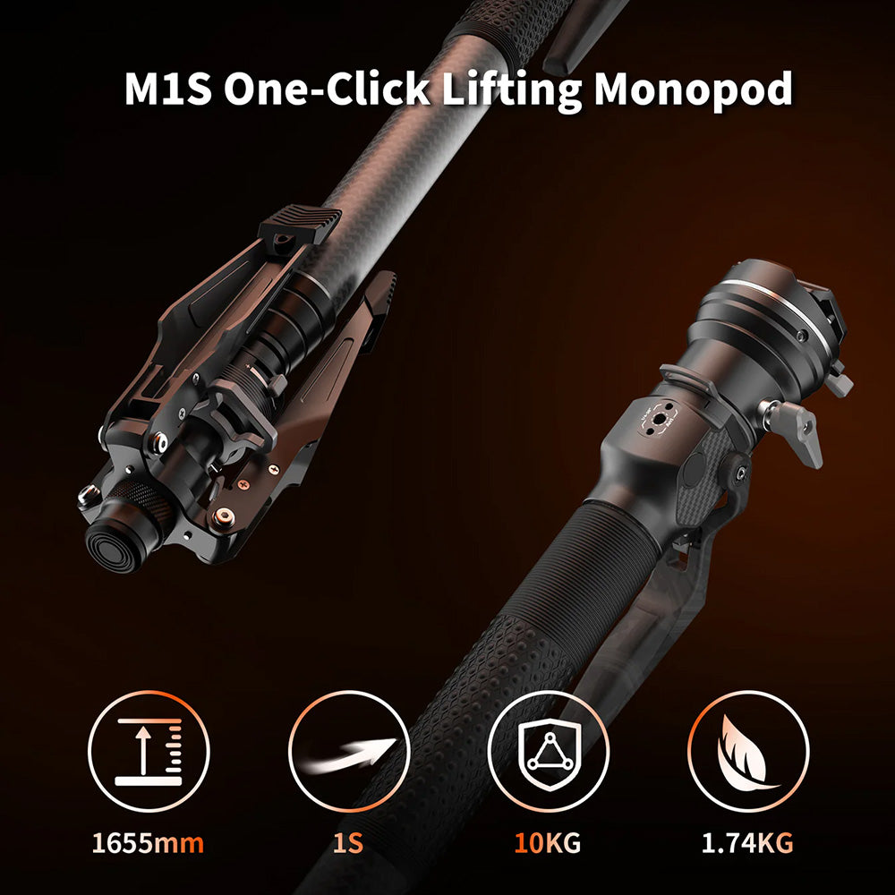 RefBall & COMAN M1S Compact Carbon Fiber Monopod with Arca Quick Release-(Non-Removable Foot Brace)