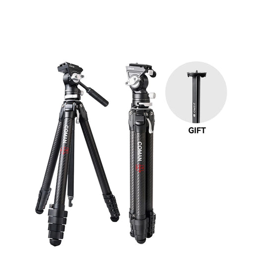 RefBall & COMAN Zero V Carbon Fiber Travel Video Tripod with Arca Quick Release for DSLR