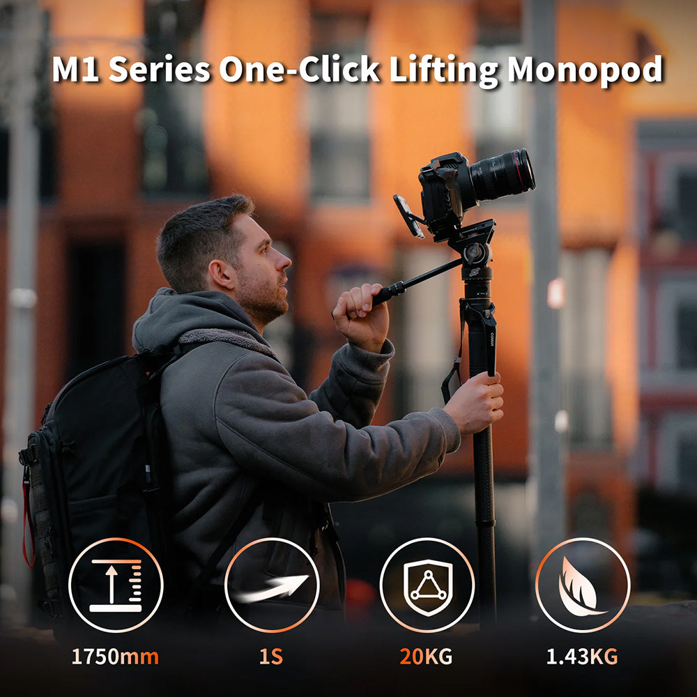 RefBall & COMAN M1S (Upgraded Version) Lightweight Carbon Fiber Monopod with Arca Quick Release 1655mm