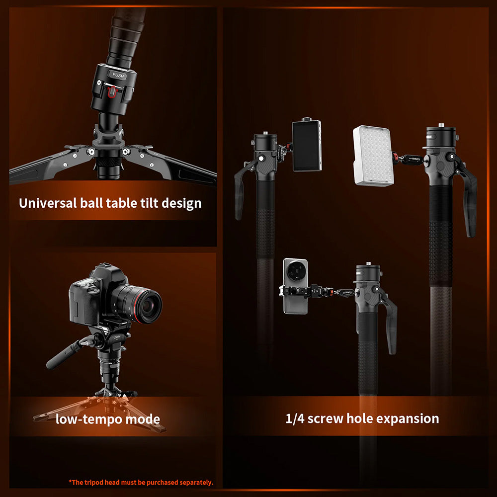 RefBall & COMAN M1 Pro Carbon Fiber Monopod 1645mm Quick Release Foot Lock 20kg Load