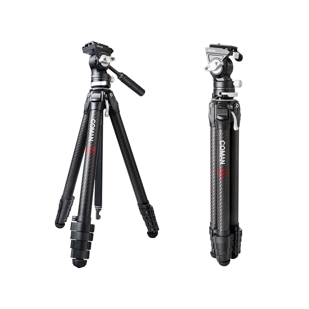 RefBall & COMAN Zero V Carbon Fiber Travel Video Tripod with Arca Quick Release for DSLR