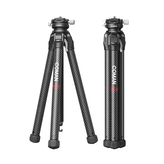 RefBall & Coman Zero X Lightweight Carbon Fiber Travel Tripod with Arca-Swiss Plate for Pro Cameras