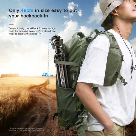 RefBall & Coman Light H Pro Carbon Fiber Tripod with 1-Second Lock/Unlock & Detachable Monopod