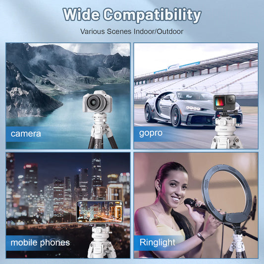 RefBall & Coman Light W White Portable Carbon Fiber DSLR Tripod With 360° Ball Head