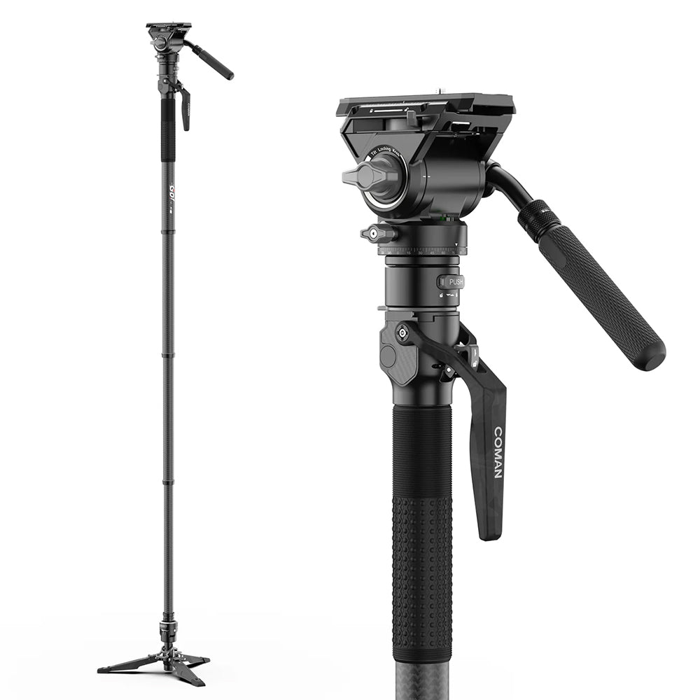 RefBall & COMAN M1 Pro V5 Camera Monopod with Fluid Head, One-Click Quick Release, and 1750mm Max Height