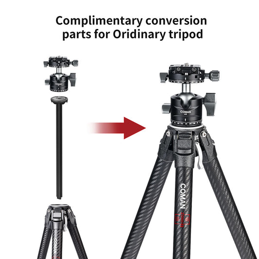 RefBall & Coman Zero F38 Professional Travel Carbon Fiber Tripod with Arca Ball Head & DJI Quick Release
