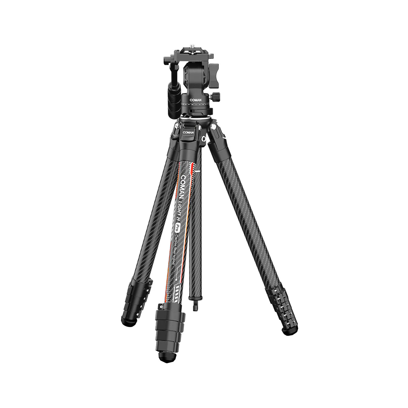 RefBall & Coman Light H Pro Carbon Fiber Tripod with 1-Second Lock/Unlock & Detachable Monopod