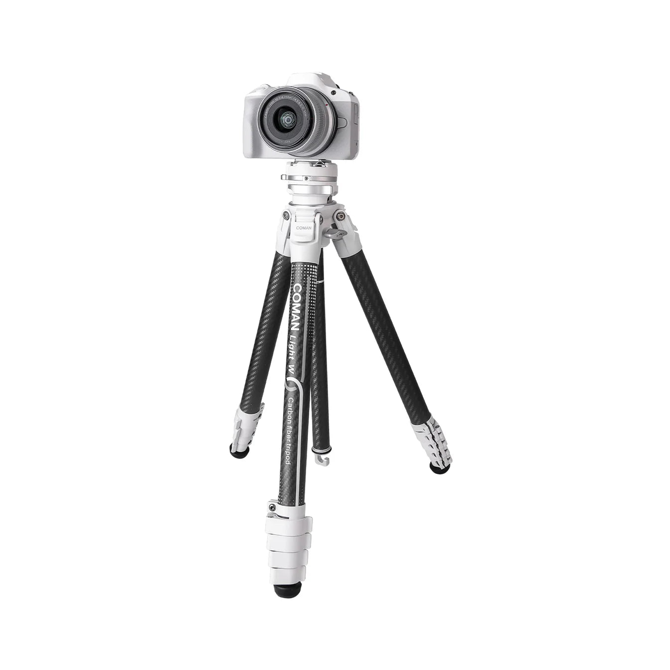 RefBall & Coman Light W White Portable Carbon Fiber DSLR Tripod With 360° Ball Head